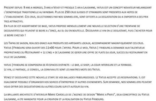 Yatus s'installe à Fribourg